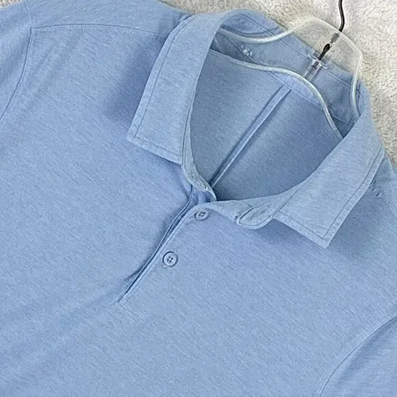 Lululemon Evolution Polo Shirt Men M Blue Preppy Performance Stretch Golf Tennis - Picture 2 of 7